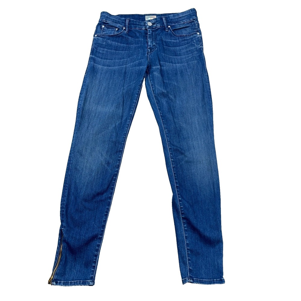 Mother Looker Ankle Zip Jeans Women 29 Blue Denim Skinny Made In USA Stretch